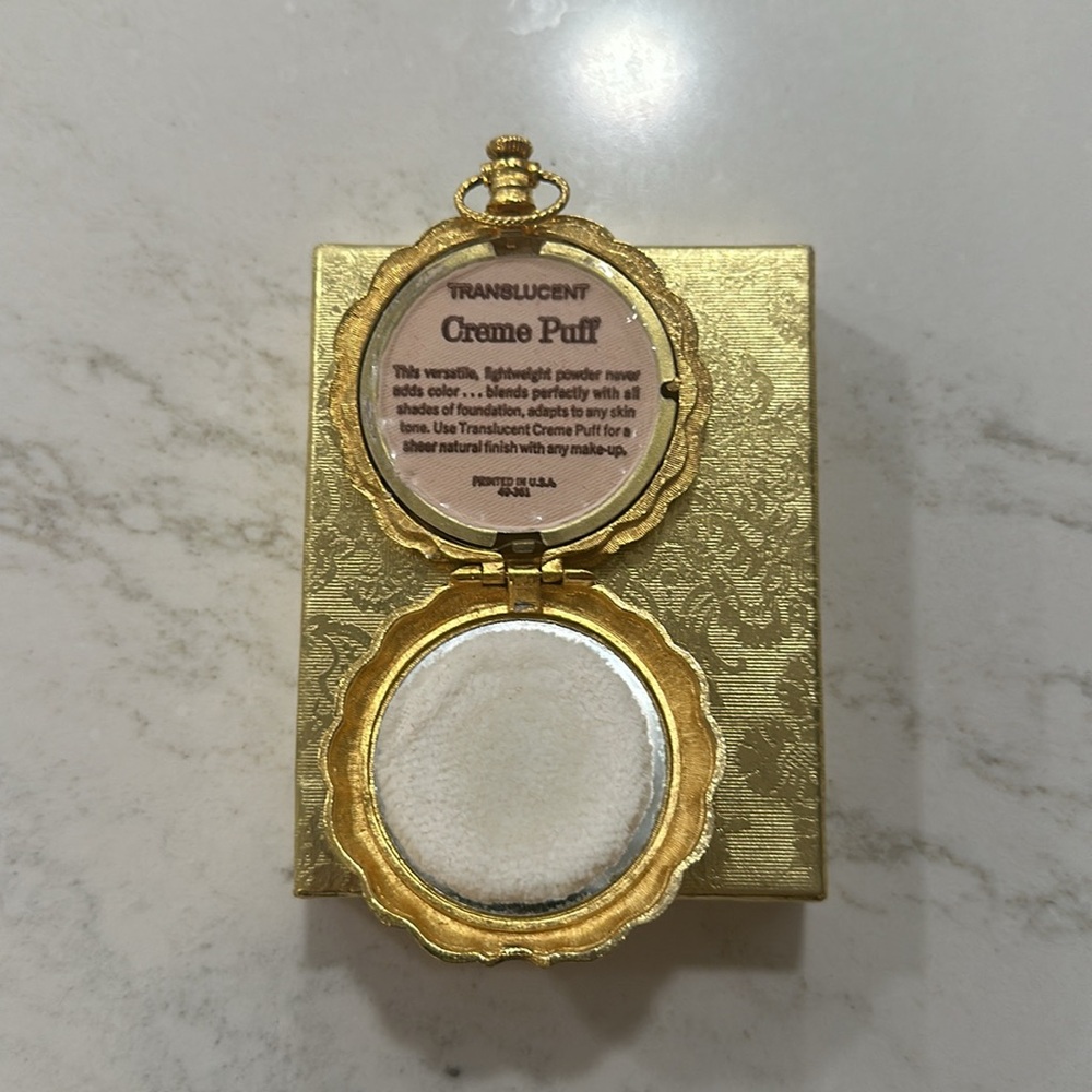 Vintage 1970’s Maxfactor New in box Powder Makeup Gold Plated Antique Compact